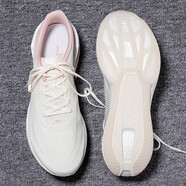 李寧（LI-NING）超輕20代跑步鞋女鞋2025鞋子減震競(jìng)速跑鞋女款運(yùn)動(dòng)鞋舒適夏季新款 米白色/桃橘粉 ARBT002-6 35.5
