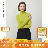 朗姿【王楚然同款】純羊毛高領(lǐng)針織衫秋冬內(nèi)搭打底上衣曠野美拉德 脆芽綠色 S