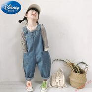 迪士尼（Disney）兒童褲子韓版春秋新品2025女童背帶褲寬松牛仔寶寶可愛(ài)大PP連體褲 淺藍色寶寶背帶褲 90 cm