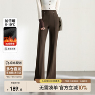 尚都比拉冬季休閑褲女加絨加厚松緊腰顯瘦微喇叭褲長(cháng)褲 咖色 XL 