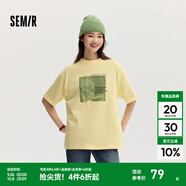 Semir[商場(chǎng)同款]史努比系列短袖T恤女中長(cháng)款印花2024新款純棉秋裝 蛾黃31078 XL