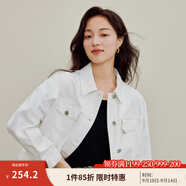 茵曼（INMAN）章若楠同款復古休閑女裝短款牛仔外套2025年秋季新款長袖上衣 珍珠白-18538456 M
