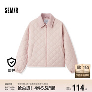 森馬（Semir）棉服女燈芯絨翻領(lǐng)菱形格復(fù)古2024冬三防寬松輕薄棉衣109724112007