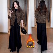 憶靈加絨加厚印花短外套女2025冬季新款洋氣小個(gè)子加厚保暖大毛領(lǐng)夾克 咖色 L 【105-120斤】