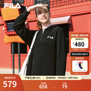 FILA 斐樂(lè )官方連衣裙2025年秋季新品長(cháng)款連帽打底衛衣長(cháng)裙子 正黑色-BK XL 175/92A/XL
