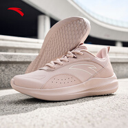 安踏運動(dòng)鞋女鞋秋冬皮面防潑水減震軟底輕質(zhì)休閑跑步鞋旅游訓練鞋子女 【皮面防潑水】藕灰-8 37.5