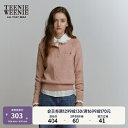 Teenie Weenie小熊女冬季休閑通勤彩色點(diǎn)子紗長(zhǎng)半開(kāi)襟套頭慵懶毛衣 粉色 XS 155