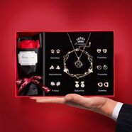 mini&yaya【通體銀】一星期周耳釘銀女耳環(huán)套裝情人節禮物送女友老婆 一周耳釘+項鏈+手鏈【玫瑰金色】