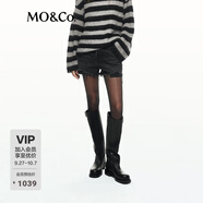 MO&Co.【NOIR】牛仔短褲PLAYBOY聯(lián)名中低腰搖滾細(xì)鉆洗爛破洞 牛仔黑色 S 26
