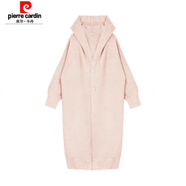 皮爾卡丹慵懶風(fēng)連帽開(kāi)衫針織外套女長(cháng)款過(guò)膝加厚毛衣外搭寬松 粉色 S 【95-110斤】