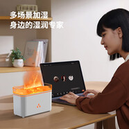 小米部依新款火山火焰香薰機家用臥室室內辦公室靜音加濕器增香火山氛圍小夜燈大噴霧量3D壁爐加濕器 X02-3喜馬拉雅鹽燈款【白色】