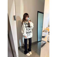小紅書2025同款美式街頭字母印花連帽衛(wèi)衣女秋冬潮牌oversize慵懶 淺灰色春秋薄款 M