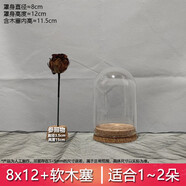 軟木塞玻璃罩展示盒diy玻璃瓶干 干燥花相框保存瓶收納永生花防塵 8x12+軟木塞[適合1朵玫瑰]