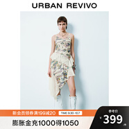 UR2025春季新款女美式復(fù)古拼接蕾絲修身吊帶連衣裙UYV750011 多色 XL