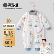 貝肽斯嬰兒衣服秋季新生兒連體衣寶寶四季款純棉長(zhǎng)袖嬰兒睡衣空調(diào)哈衣 （夾棉款）圣鹿花禮 73cm