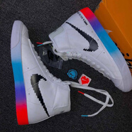 DOTSWOOSH-NIKE冬季夜光電玩像素鞋aj1高幫男女情侶街舞百搭運動(dòng)滑板鞋休閑 耐克/電玩像素高幫ins 42