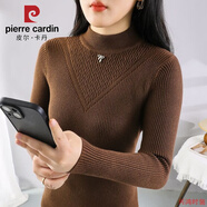 皮爾卡丹（pierre cardin）半高領(lǐng)毛衣女新款秋冬修身長(cháng)袖純色時(shí)尚套頭洋氣針織打底內搭上衣 白色 雙層領(lǐng) 厚款 L 105-115斤