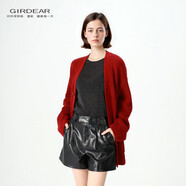 哥弟（GIRDEAR）秋冬經(jīng)典休閑百搭慵懶風(fēng)V領(lǐng)寬松長(cháng)袖針織開(kāi)衫148057 安可拉紅 S 2碼