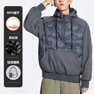 艾萊依（ERAL）秋冬季連帽90鴨絨服衛衣T恤男寬松韓版保暖男女潮流帥氣外衣 灰色連帽5732 L