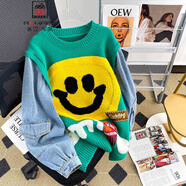 AEMAPE小熊毛衣開(kāi)衫女外套2025春新款女裝衣服寬松溫柔秋冬季針織上衣 綠色Z款 均碼 (80-140斤拍)