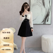 秋水月色伊人2025年氣質(zhì)秋季修身高腰毛毛流蘇拼接遮肚打底顯瘦連衣裙女神款 黑色 S 【建議80-95斤】