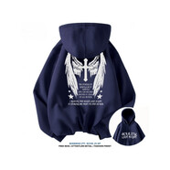 雪衣王秋冬街頭vibe十字架翅膀連帽衛衣男女美式ins風(fēng)嘻哈潮流寬松上衣 藏青色[加0厚銀狐絨高質(zhì)量升級 S