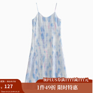 茵曼（INMAN）波西米亞吊帶油畫連衣裙女2025夏季新款度假裙子 藍色 L