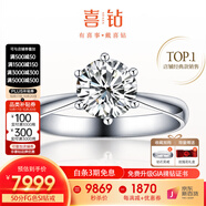喜鉆鉑金鉆戒女六爪結(jié)婚鉆石戒指求婚戒指結(jié)婚鉆戒婚戒送女友生日禮物 【高性價(jià)比】1克拉H色SI-現(xiàn)貨