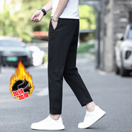 蕭蕭布落2025秋季新款九分褲男士修身直筒商務(wù)西褲米白色百搭休閑褲子春秋 79T989黑色九分 加絨 28 建議【90-105斤】