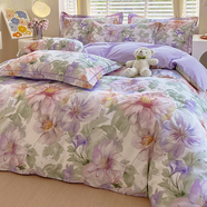 羅萊家居床上四件套全棉純棉100床單被套三件套床笠款被單秋冬床品4 花的旅途 床單款 1.5m床 床單款 四件套【適合2.0x2.3m被子】