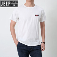 JEEP SPIRIT吉普短袖t恤男圓領(lǐng)休閑夏季薄款純棉半袖體恤寬松打底衫上衣服潮 白色 M