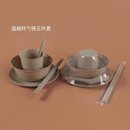 一次性餐具稻殼四件套裝戶外露營(yíng)燒烤碗筷碟盤杯子組合套裝 【本色】稻殼獨(dú)立裝-碗+碟+勺+杯+筷子20套