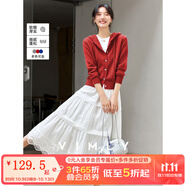 梵希蔓灰色連帽紐扣針織開衫女2025秋季新款抽繩毛衣外套長(zhǎng)袖上衣 75067 紅色 S （建議90-100斤）