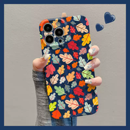 藍彩何手繪彩色葉子適用蘋(píng)果華為vivo小米oppo紅米榮耀一加iPhone16手機殼15promax菲林14好看i1312女mat 創(chuàng  )意彩色葉子Z1405 OPPOFindX6Pro