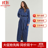 Lee女裝連衣裙長(zhǎng)袖襯衫式連衣裙牛仔長(zhǎng)裙子純棉2025春秋款收腰顯瘦裙 藍(lán)色 S (EU)