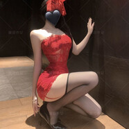 阿妹新勢力偏愛(ài)紅玫瑰 性感一字肩紅色蕾絲抹胸連衣裙辣妹收腰修身睡裙 偏愛(ài)紅玫瑰  紅色抹胸裙 均碼  80-120斤