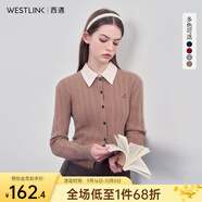 西遇短款針織衫外套女2024年秋季新款學(xué)院風(fēng)長(zhǎng)袖修身圓領(lǐng)毛衣開(kāi)衫 咖色 S