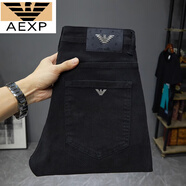 AEXP2025年新款春夏薄款彈力修身白色小腳牛仔褲男裝時(shí)尚休閑長(cháng)褲子 黑色HXX3021 28
