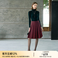 顏域綿羊毛細(xì)閃百褶裙女冬2025新款紅色中長款裙子A字毛呢半身裙 紅色 M/38