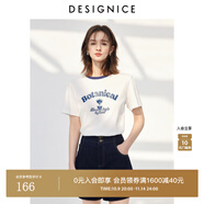 迪賽尼斯（DESIGNICE）2024年夏季新款美式復古風(fēng)百搭簡(jiǎn)約印花圓領(lǐng)短袖T恤女 白色 L