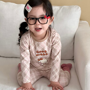 葉余春秋款兒童萊卡可愛(ài)風(fēng)家居服男女童秋衣秋褲睡衣套裝 巴寶莉KT 80 建議身高70-80cm(可開(kāi)檔)