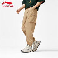 李寧運(yùn)動(dòng)褲男秋新款收口衛(wèi)褲寬松時(shí)尚彈力休閑束腳跑步健身運(yùn)動(dòng)長(zhǎng)褲 駝卡其81【周末青年】 2XL
