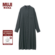 無印良品 MUJI 女式 印度棉雙層紗織 立領(lǐng)連衣裙 炭灰色 XS-S