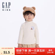 Gap【大小童同款】男童半高領(lǐng)646048打底衫兒童上衣 米色 90cm(1-2歲)亞洲尺碼