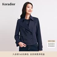 珂萊蒂爾【商場(chǎng)同款】秋美拉德獨(dú)特好看雙排扣翻領(lǐng)短款外套 暗青紫 L