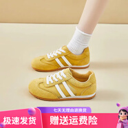 百麗踏薄款德訓鞋女2025年秋季新款復古輕便透氣網(wǎng)面阿甘鞋軟底運動(dòng)板鞋 黃色 38
