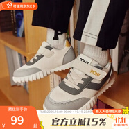 PONY波尼運(yùn)動(dòng)鞋童鞋經(jīng)典高彈防滑軟底舒適透氣魔術(shù)貼易穿脫休閑鞋 234K1SO57GR 灰/橘 26 適合腳長約158~160mm