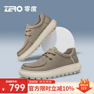 零度Zero官方男鞋休閑鞋2025夏季新款男士輕便透氣厚底一腳蹬時尚布鞋 卡其色 38