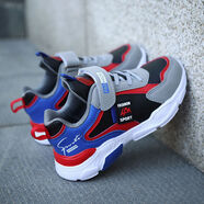 里奇.喬丹   RICKY JORDAN4-15歲兒童運動(dòng)鞋男童春秋季中大童防水透氣網(wǎng)鞋小學(xué)生跑步鞋 黑紅【皮面防水】 28