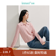 茵曼（INMAN）毛衣女POLO領秋冬套頭針織衫通勤長袖毛衣上衣 藕粉色 XL